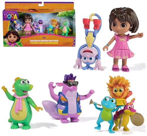 DORA LA EXPLORADORA - Pack Amigos Fantásticos de Dora, 7 Figuras: Dora, Botas,...