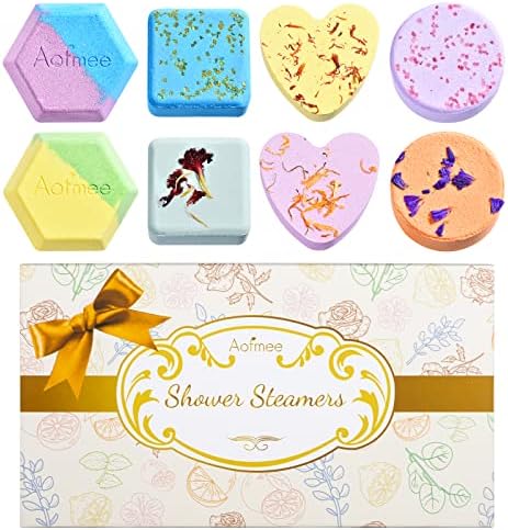 Shower Steamers, Aofmee Shower Bombs 8 PCS Shower Steamer Aromatherapy, Shower Tablets with Essential Oil, Shower Fizzies Bath Bombs, Valentines Birthday Mothers Day Christmas Gifts for Women Mom Wife