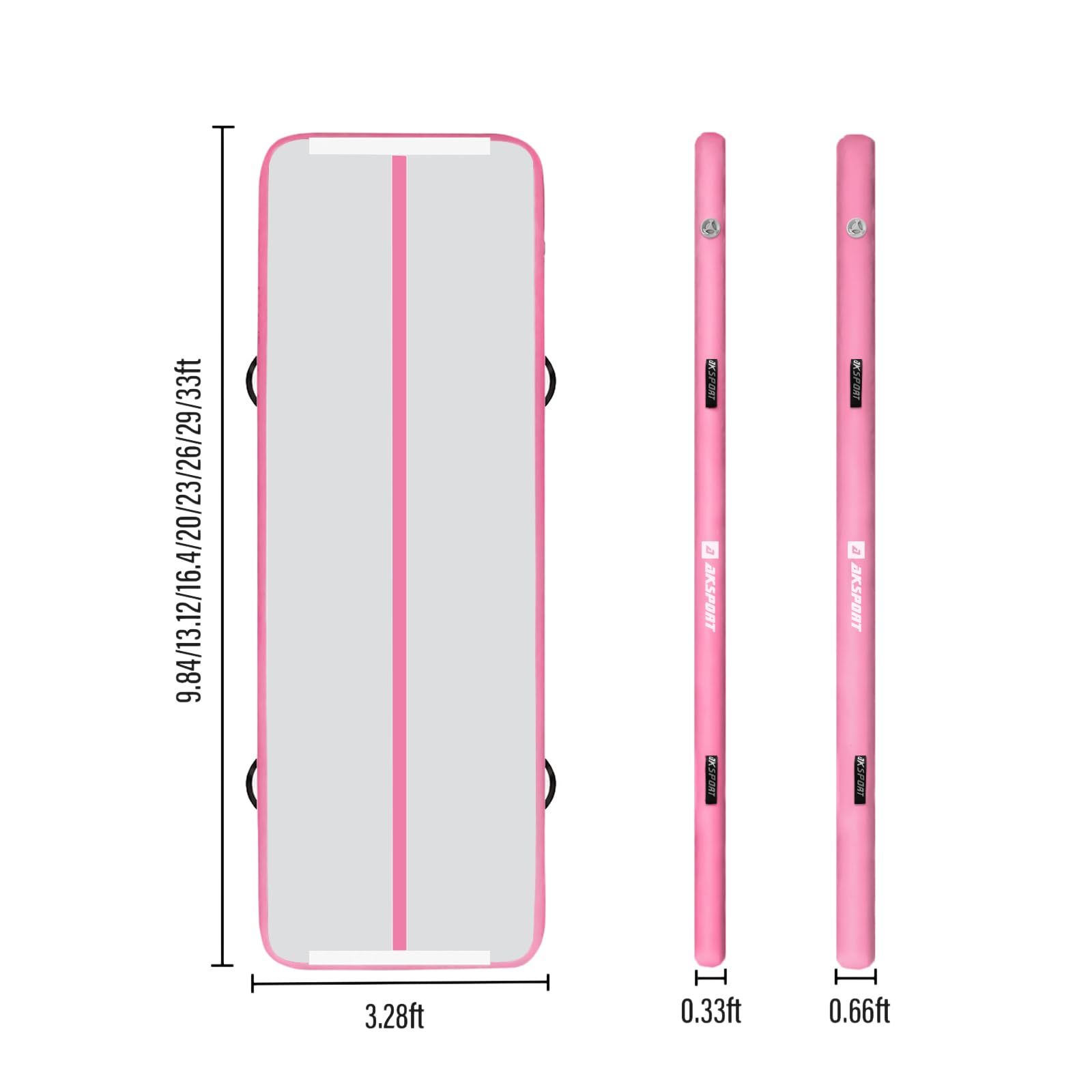 AKSPORT - Colchoneta Hinchable para Gimnasia Airtrack de 8 Pulgadas para Uso doméstico/animador/Yoga/Entrenamiento con Bomba, 20x6.6x0.66ft(8inch), Rosado
