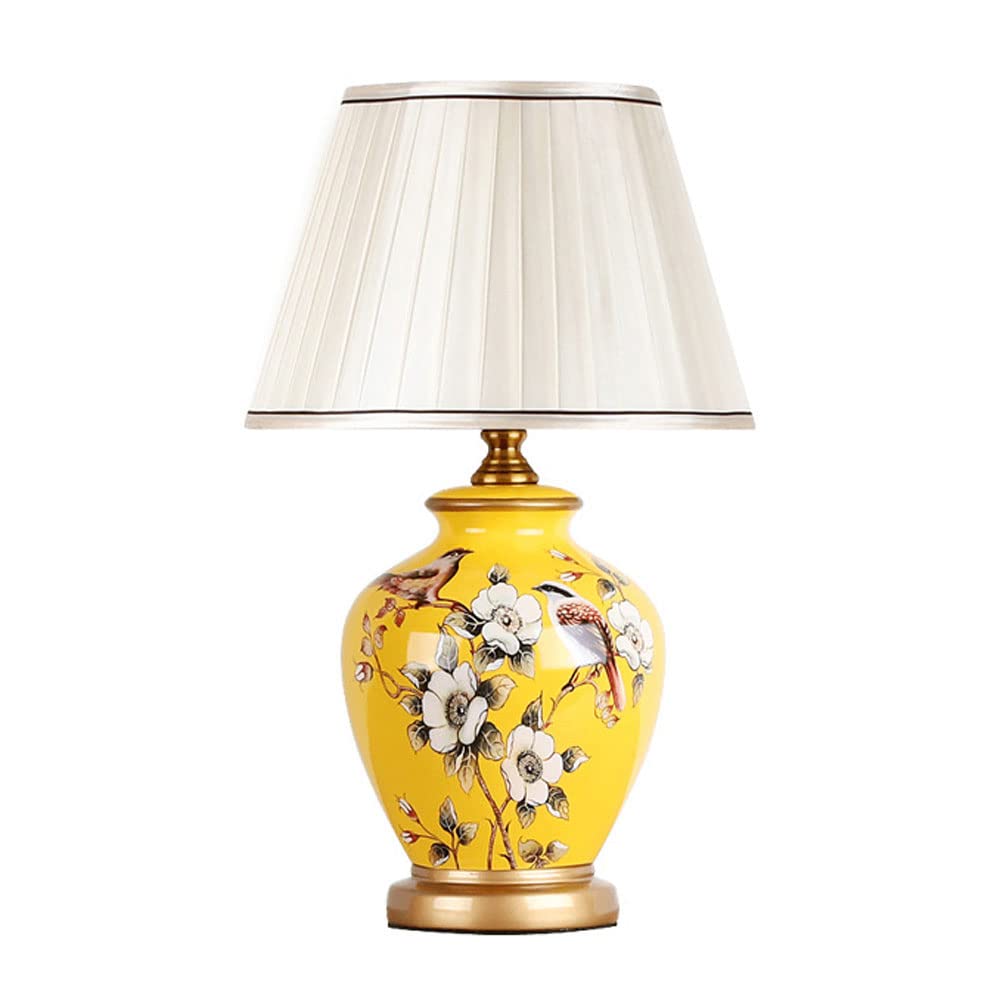 asdchZen 18.9" Tall Handpainted Flower And Bird Ceramic Table Lamp American Country Desk Decor Lamps Bedside Nightstand Lamp End Table Lamps-2,2