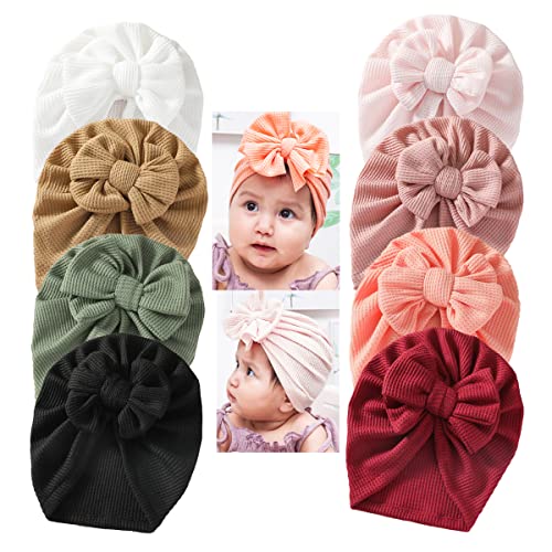 Image of Yili Maizi Baby Turban Newborn Girl Hospital Hat Cotton Toddler Big Hair Bow Infant Toddler Kid Headwrap
