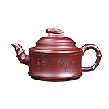 Capacité : 250 ml EZLUIYLDH Véritable théière Chinoise Yixing Zisha, théière Gongfu Vintage en céramique Violette, 250 ML, Motif Cigale de Bambou, idéale pour Papa, Grand-père, Mari, Amis et Amateurs de thé.