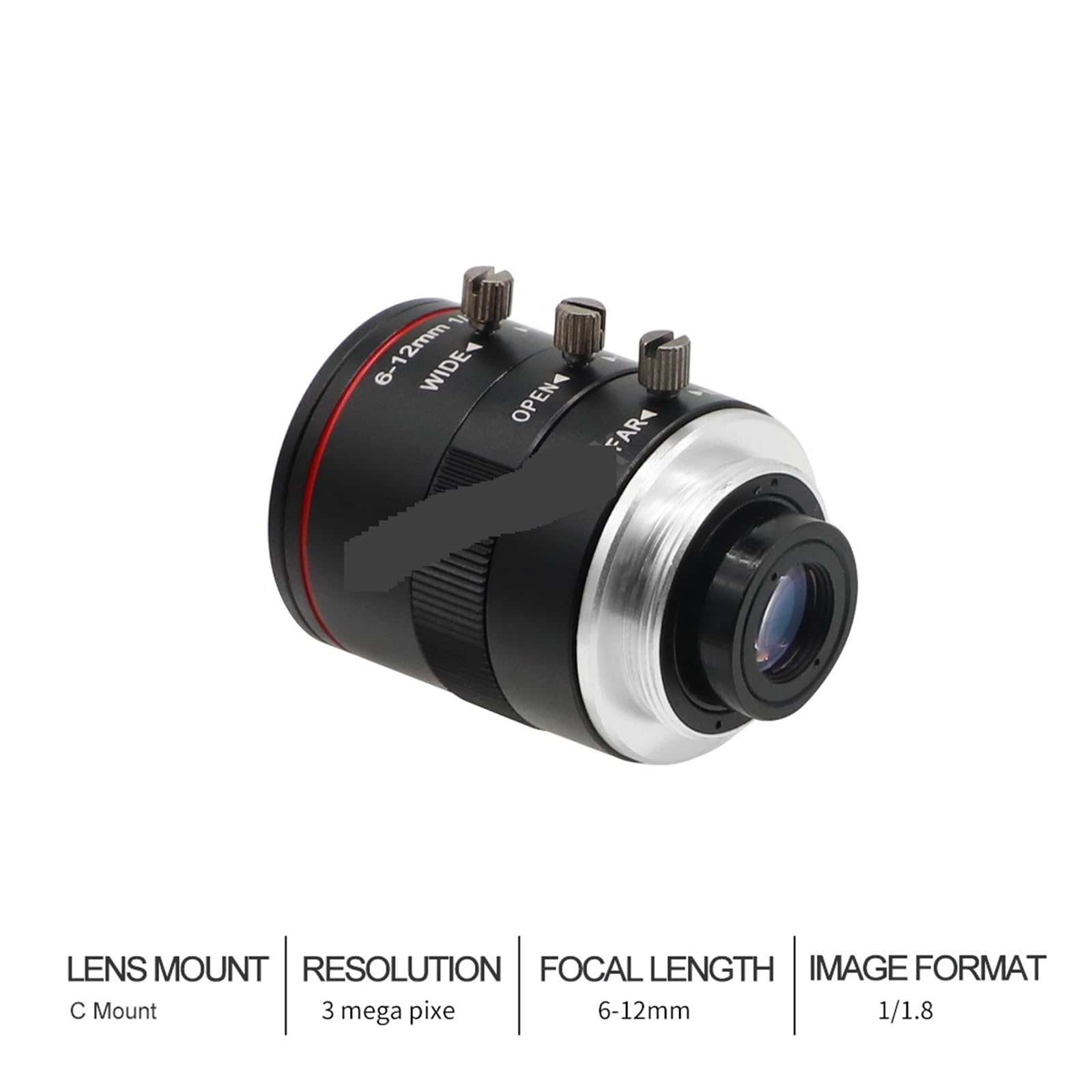 Obiektyw kamery przemysłowej 6-12MM, 1/1.8 "3 megapikselowa ręczna przysłona, zmiennoogniskowy stały, obiektyw CCTV do kamer wizyjnych Kontrola sprzętu