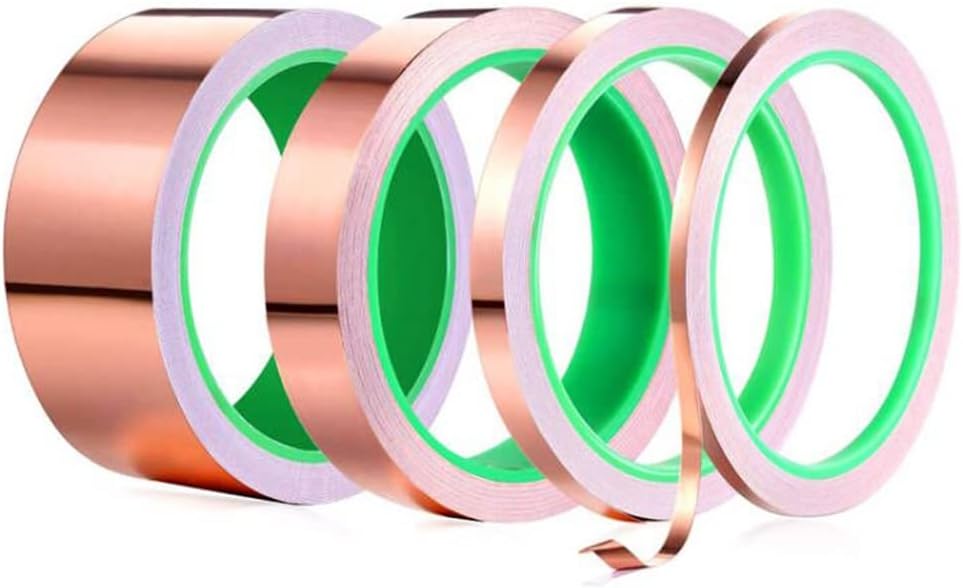 Conductive Tape, Grounding Metal Copper Tape, Shielding, Welding, Colored Cellophane Circuit, DIY Crafts(45mm Wide x 25m Long)