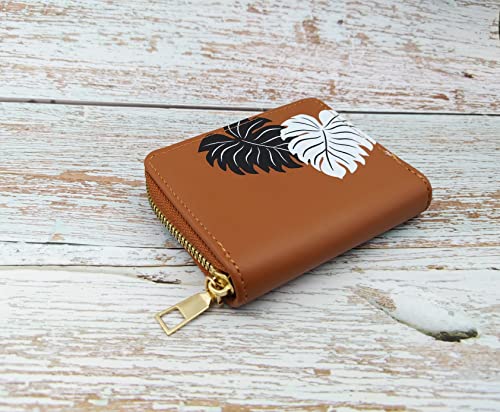 Image of Brown Mini Wallets for Women - Secure Credit Card Holder with Zipper