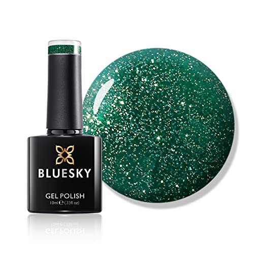 Bluesky Gel Nail Polish, Mistletoe Magic, Green Glitter, Long Lasting, Chip Resistant, 10 ml (Requires Drying Under UV LED Lamp)