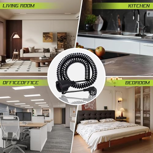 Frogetu Schutzkontakt Spiralverlängerung 2M,Dehnbares Spiral-Kabel,Spiralleitung Kabelstecker Spiral Kabel,VerlängerungsleitungSpiralkabel 3 x 1,0 mm²