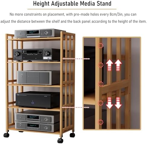 Heavy Duty Multi-Tier AV Media Stand & Audio Rack Cabinet for Smart TVs, Game Consoles, DVD Players, WiFi Routers & Hi-Fi Systems - Mobile Rolling Storage, 88cm x 60cm (35in x 24in) image 4