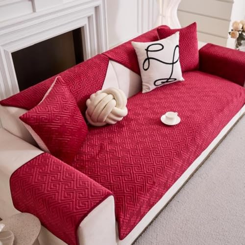 Image of HOMETHREADS Innovative Premium Velvet Sofa Cover Mat with PVC Backing for Non-Slip Comfort | (Maroon Vrsh, 1Pc Backrest Mat | 70x70cm)