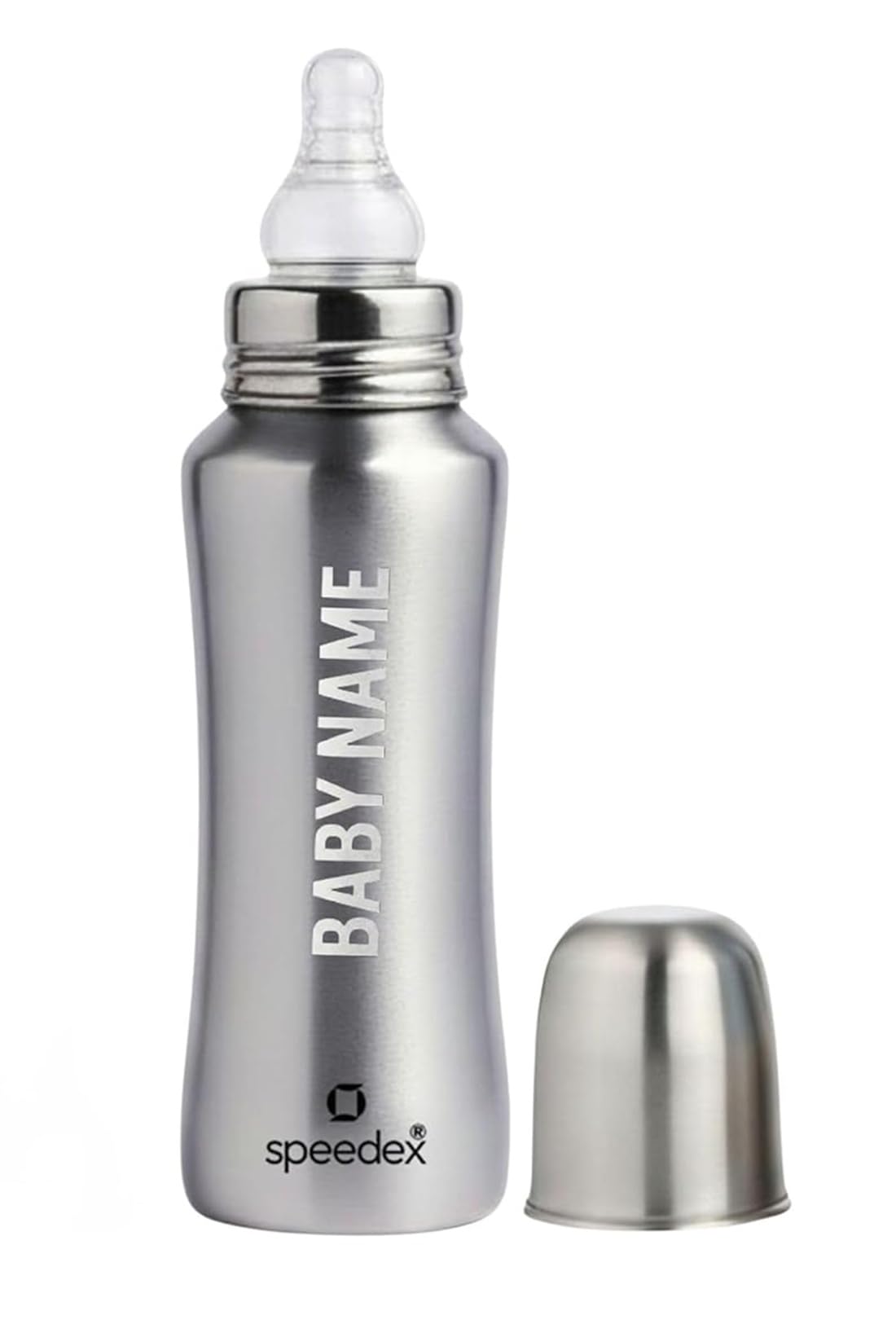 Speedex Stainless Steel Baby Feeding Bottle with Internal ML Marking, Silicon Grip (150 ml) (1 Extra Nipple Free) (Silver, 240ml)-picture-14