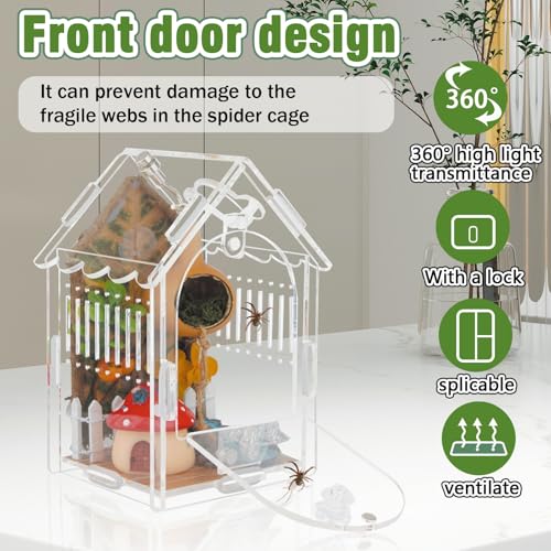 Image of Acrylic Jumping Spider Enclosure with Magnetic Lock & Feeding Port