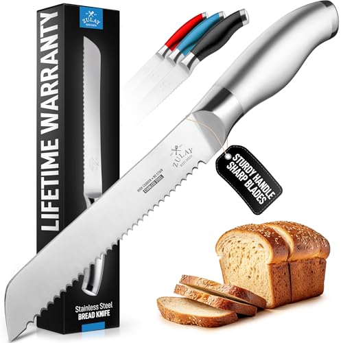 Zulay Serrated Bread Knife 20cm - Ultra-Sharp & Durable Blade for Easy Slicing - Lightweight 304...