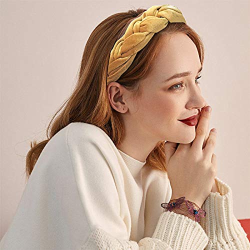 Rinvee Headbands For Women Velvet Braided Headbands Fashion Hairband Criss Cross Hair Accessories, Black And Golden #TOP6