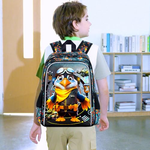 Image of 3Pcs Boys Backpack, 16 inch Eagle Bookbag for Elementary Preschool Kindergarten, Kids School Backpacks with Lunch Box(Black)