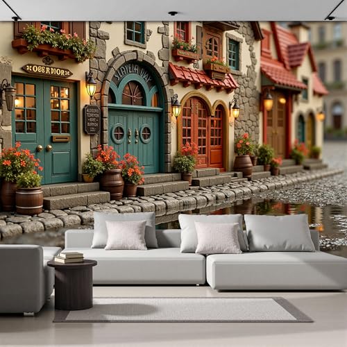Murales de pared de 200x140 cm con papel pintado panorámico ciudad de piedra para el dormitorio 2
