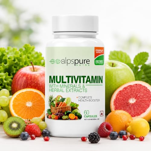 ALPSPURE NUTRA Multivitamin- Complete Health Booster- With Herbal Extracts and Minerals- 60 Capsules