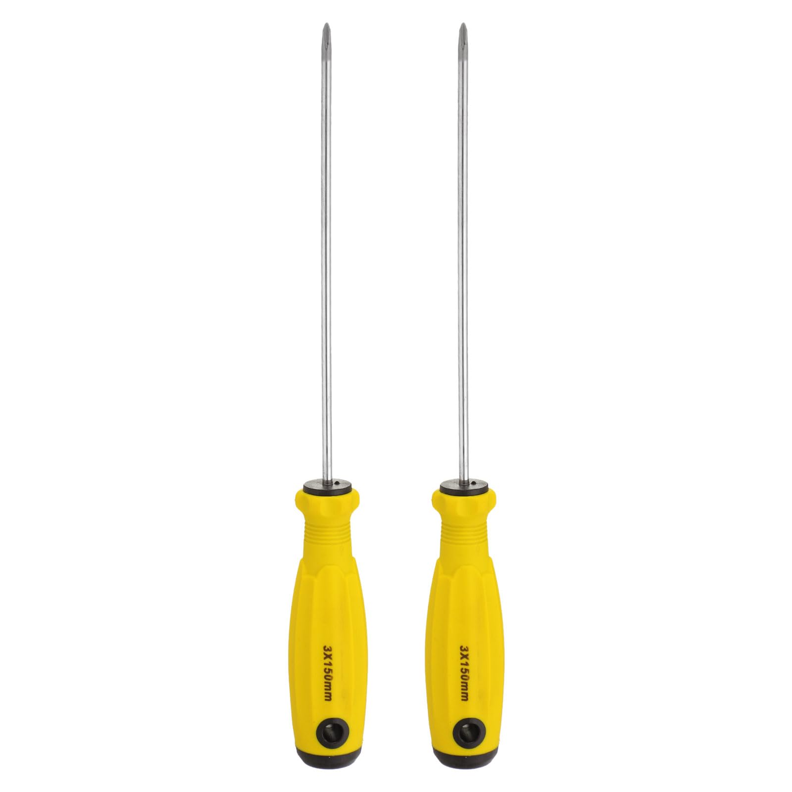 HARFINGTON 2pcs PH0 Phillips Screwdriver #0 9.3" Magnetic Screwdrivers 5.9" CR-V with Ergonomic Handle for DIY Repairing, Yellow