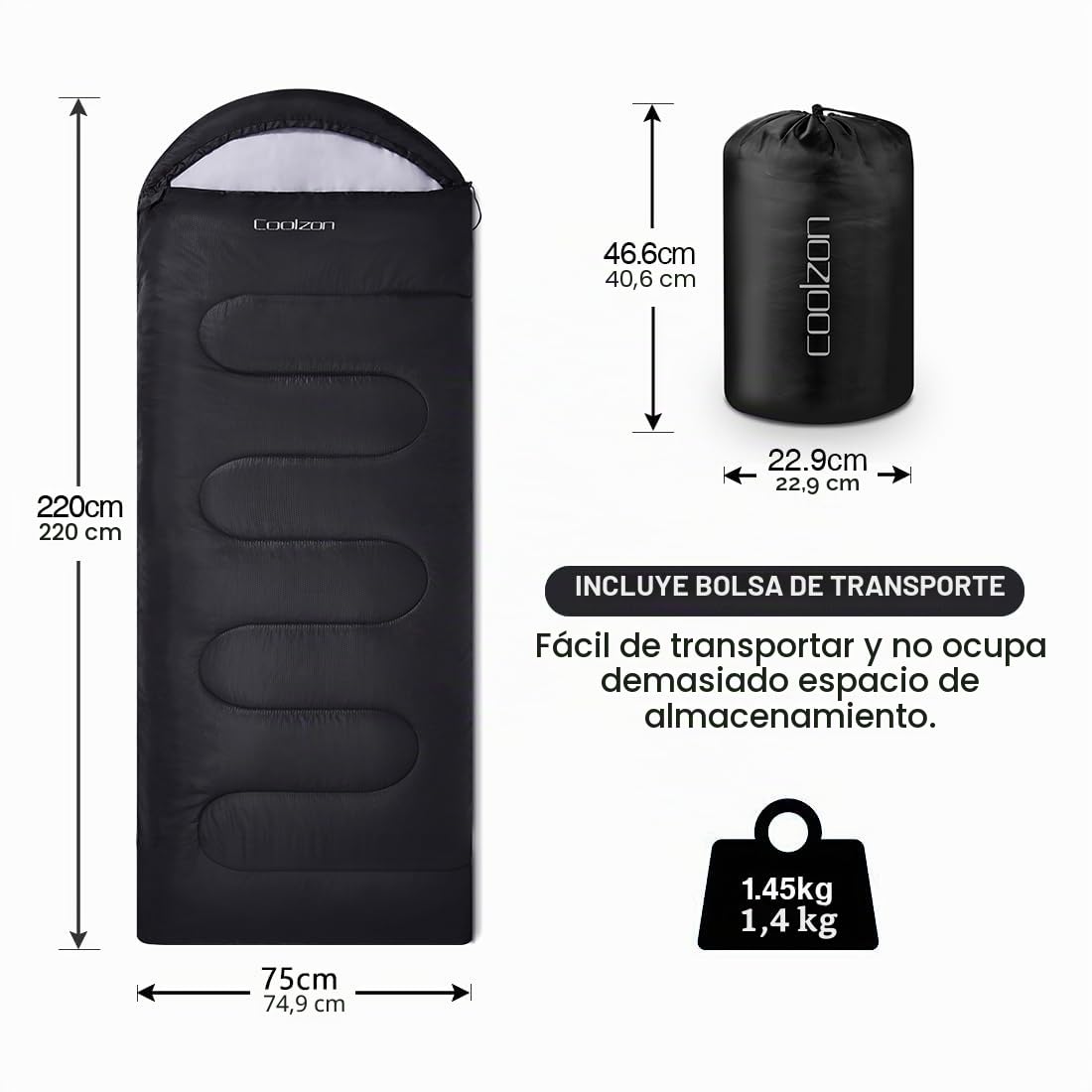 Saco de Dormir Adulto Impermeable Ultraligero para 3-4 Estaciones Acampada Senderismo