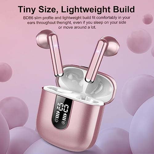 Image of Wireless Earbuds, Bluetooth 5.4 Headphones HiFi Stereo, Bluetooth Earbuds with ENC Noise Cancelling Mic, 36H LED Display Ear Buds, IPX7 in Ear Earphones for Phone Tablet Laptop Sports, Rose Gold