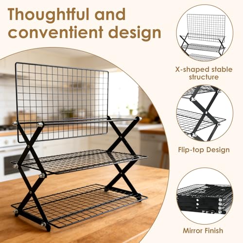 BEZORR 4Tier Collapsible Cooling Rack for Cooking and Baking, Expandable and Foldable Cookie Oven Racks, Non-Stick Baking Tools Accessories for Muffin, Cookies & Biscuits Pizza and Grilling - Image 4