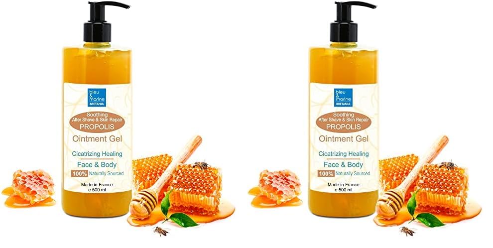 Gel de Propóleo, Unguento de Propoleo, Anti Imperfecciones, Post Depilación Laser, Calmante Heridas, Piel Sensible y Atópica, After Shave Gel, After Sun, Pomada, 500 ml (Paquete de 2)