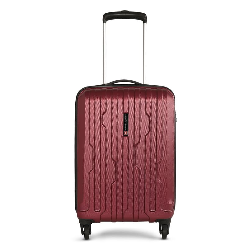 SWISS MILITARYCrystal Luggage Bag, Hard Trolley Bag, Suitcase For Travel| 3 Dial Lock, Durable ABS Body, Ergonomic 360° Rotatable Spinner Wheels, 50 Cms, 20 Inches, Red, 1 Year Warranty, 1, Small