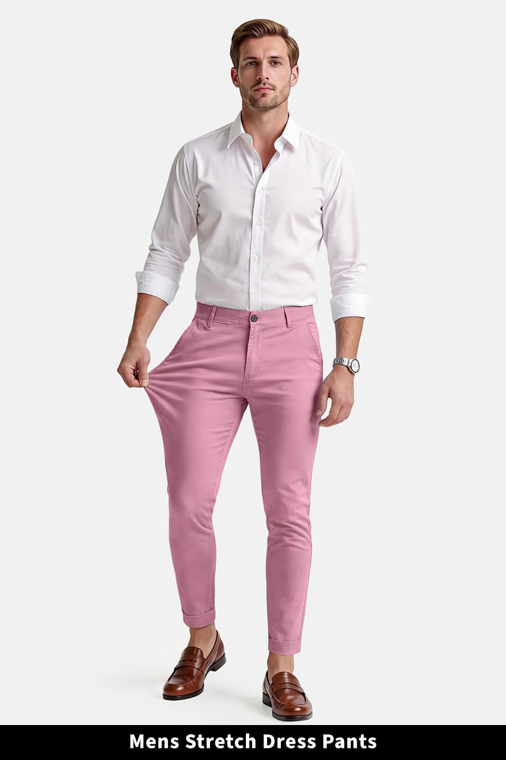 GINGTTO Mens Dress Pants Slim Fit Chino Pants for Men Stretch