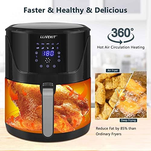 LLIVEKIT 7L Large Air Fryer, Family Size Hot Air Fryer 1800W Digital Touchscreen with 10 Presets, Removable Basket, Timer & Temperature Control for Oil Free & Low Fat Healthy Cooking