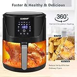 LLIVEKIT Heißluftfritteuse XXXL mit 7 Liter in Silber, Heissluft Fritteusen Air Fryer mit Digitalem...
