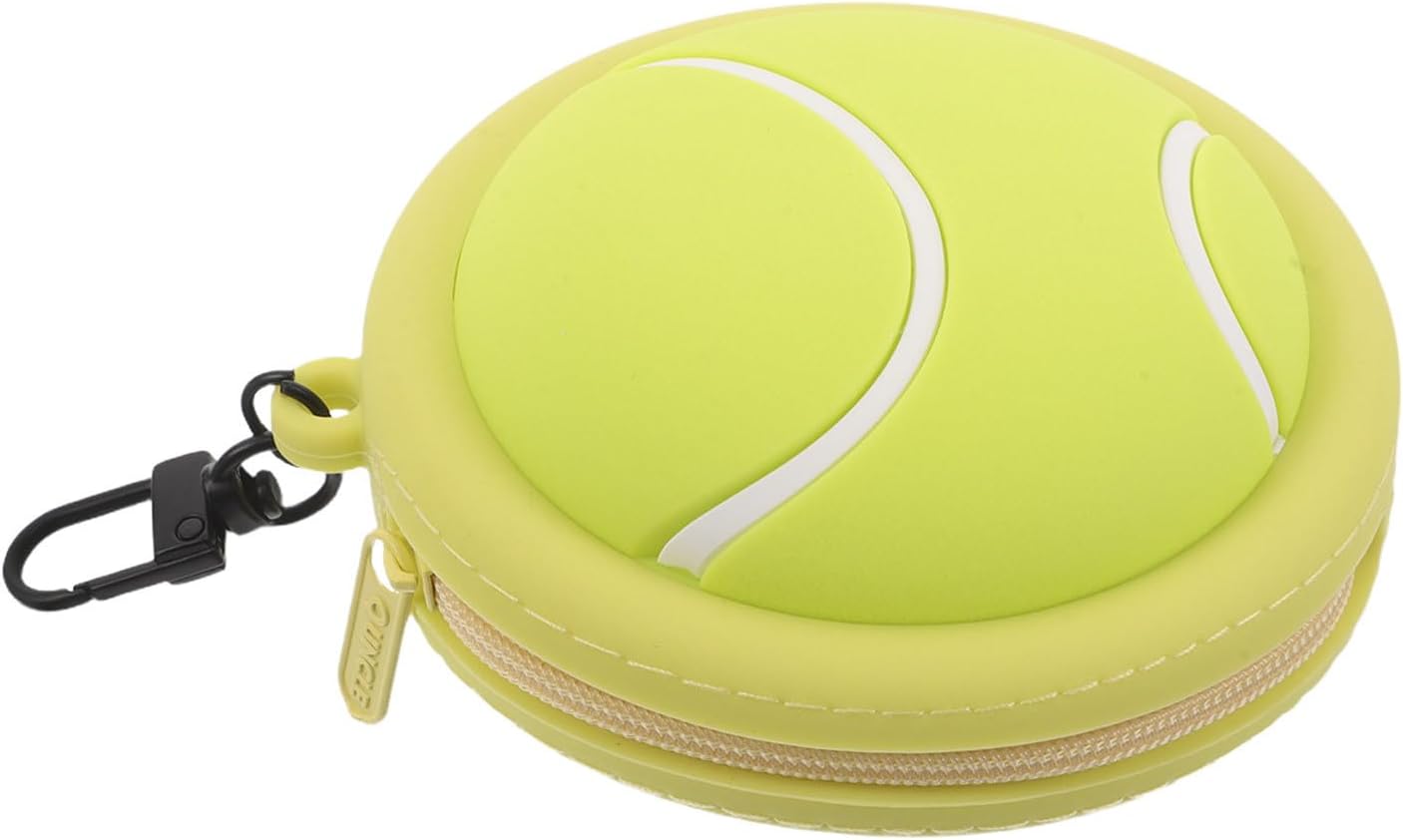 ORFOFE Silicone Tennis Pendant Wallet with Zipper Mini Sports Headphone Storage Bag Lightweight and Portable Design for Small Essentials Protection in Sports and School