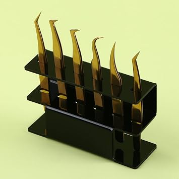 Acrylic Tweezers Holder, 6 Holes Tweezers Stand Display Organizer for Eyelash Extension Supplies Accessories Grafting Beauty Tools 6 Holes Black