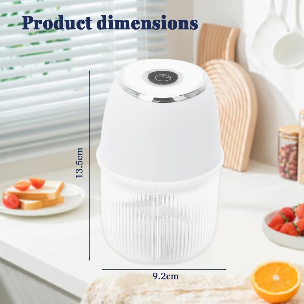 Yuragim Tritatutto Elettrico Mini, Tritacipolle 350ml Tritatutto Multiuso Senza Fili con 6 Lame in Acciaio Inox, Tritacipolle Portatile per Cipolle, Verdure, Frutta, Carne e Aglio