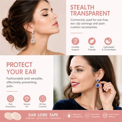 Image of TRICSTER Ear Lobe Tape /Invisible Ear Lobe Support Patch for Pierced Ears - Eliminates the Look of Torn or Stretched Piercings - Protects Healthy Ear Lobes from Tearing (100 Count (Pack of 1))