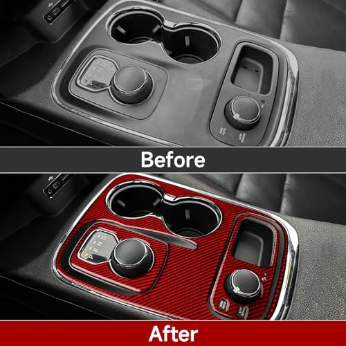Image of Car Gear Shift Panel Decals for 2014-2017 Dodge Durango Accessories Carbon Fiber Interior Stickers, Knob Style