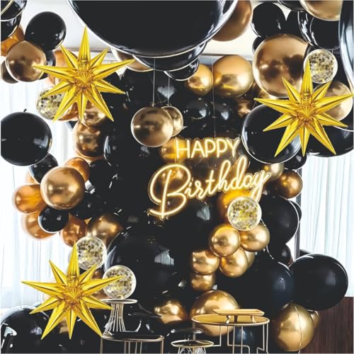 Image of Beige Balloon Decoration Kit - 36 Pcs Black & Golden Balloons for Birthday, Weddings, Anniversary & New Year Events Garland Set | Birthday Decoration Items for Kids & Adult