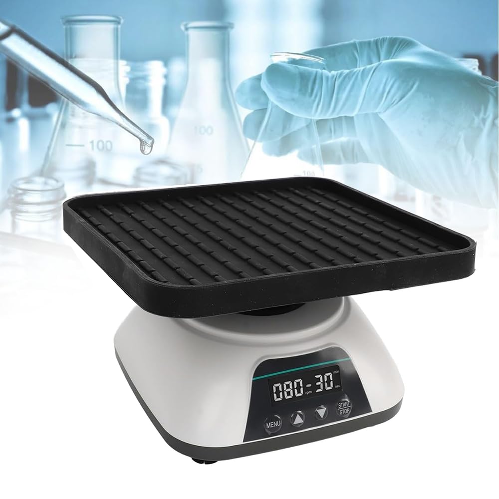 Digitaler Orbitalschüttler für Labore, 3D-Rotationsmischer, 10–80 U/min Rotationsschütteltisch, 10° Neigungswinkel, einziehbare Seilführung, Zeitschaltuhr (1 Min.–8 Std.), für chemische, bio