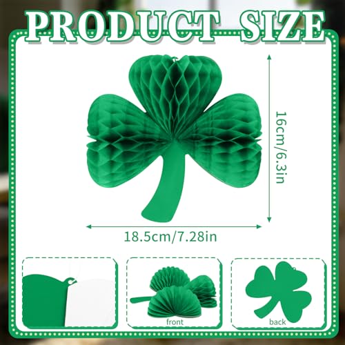 Image of AMYESE Green Shamrock Tissue Honeycomb Pom Poms, St. Patrick's Day Party Decoration Paper Hanging Honeycomb Balls 6pcs 7.3x6.3in for Birthday Graduation Baby Shower, Christmas Spring School DIY Party