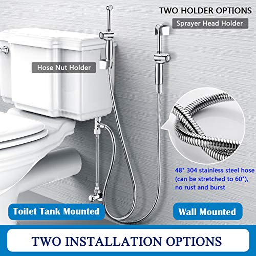 Hand Held Bidet Sprayer for Toilet, SonTiy Cloth Diaper Toilet Sprayer Bathroom Jet Spray Chrome-Solid Brass-3 Years Warranty-Adjustable Pressure Control