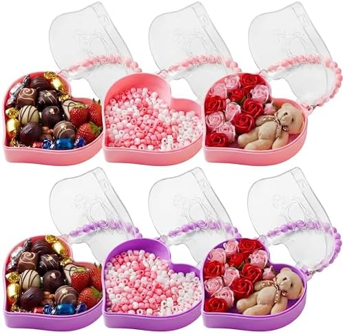 Youyole 6 Pcs Valentine Day Heart Shape Containers with Handle Va...