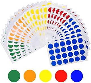 HQdeal 2 cm Coloured Dot Stickers, Self Adhesive Round Coding Stickers Labels, Circle Reward Craft Stickers for Paper Scrapbook, 6 Colours, Pack of 720