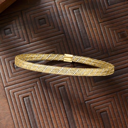 Ross-Simons Italian 10kt 2-Tone Gold Mesh Stretch Bracelet3