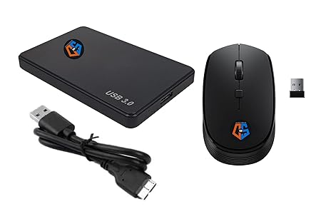DS Computers 3.0 - Portable External Hard Disk - 320 GB -USB 3.0 External HDD & Wireless Mouse for PC Laptop Windows and Mac | Black (320 GB)