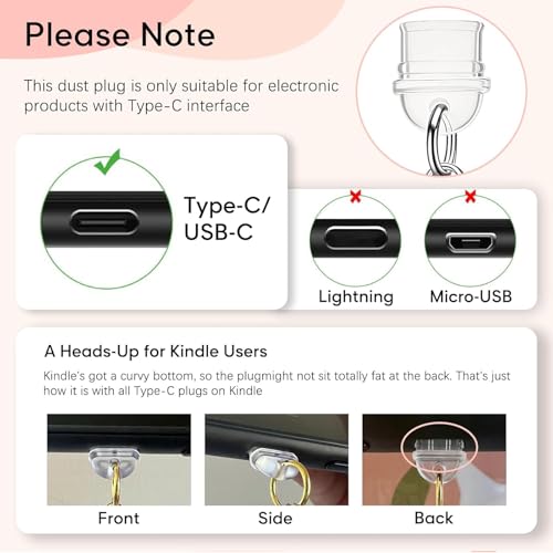 TEOZBLU Kindle Zubehör Staubschutz-Set 4-teilig | USB-C/Type-C Anschlussabdeckungen | Passgenau in Nut einfügen | Festgeschenk für Buchliebhaber Kindle Besitzer