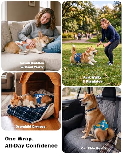 Image of CuteBone Dog Diapers Male Belly Bands 3 Pack for Male Dogs Reusable Puppy Wraps