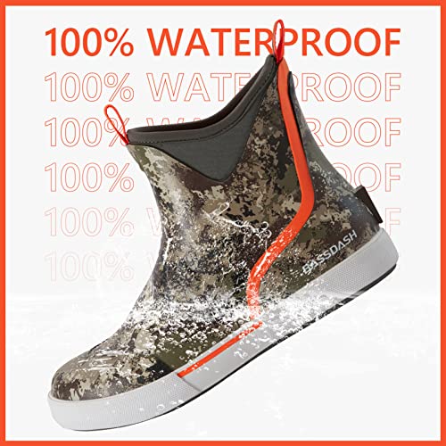 BASSDASH Men’s 6" Waterproof Deck Boots with Breathable Lining Anti-slip Neoprene Rubber Ankle Rain Boots for Fishing Boating2