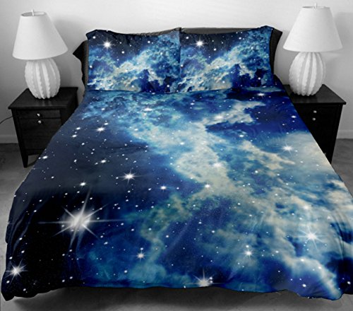 Housse de couette galaxie avec drap et taies d'oreiller satin Twin Anlye
