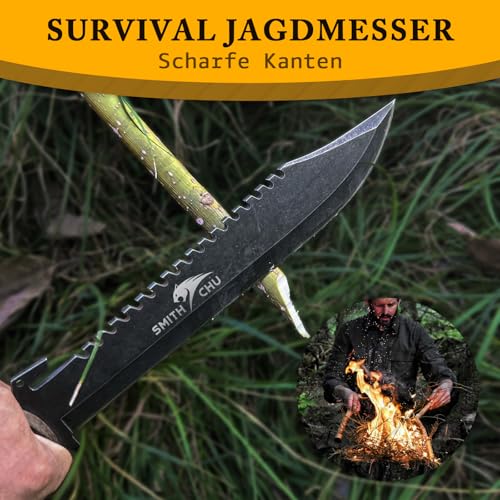 SMITH CHU Outdoor Messer mit Scheide, Full Tang Survival Messer für Camping Wandern – Ansicht 2