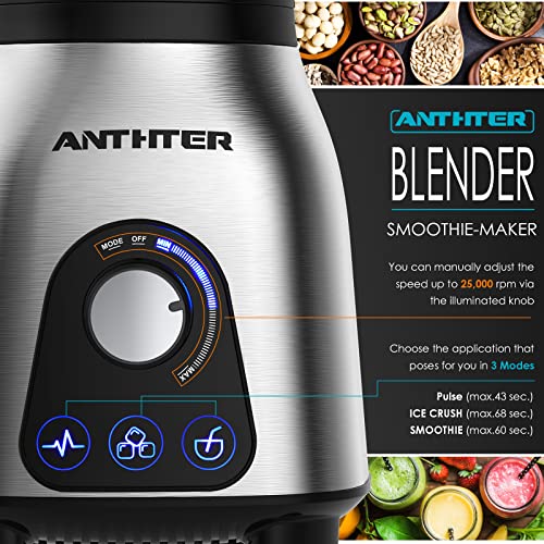 Anthter Professional Blender, 950W High Power Countertop Blenders For Kitchen, 50 Oz Blender Glass Jar For Shakes, Ideal For Smoothies,Crush Ice,Purees,Stainless Steel #TOP1