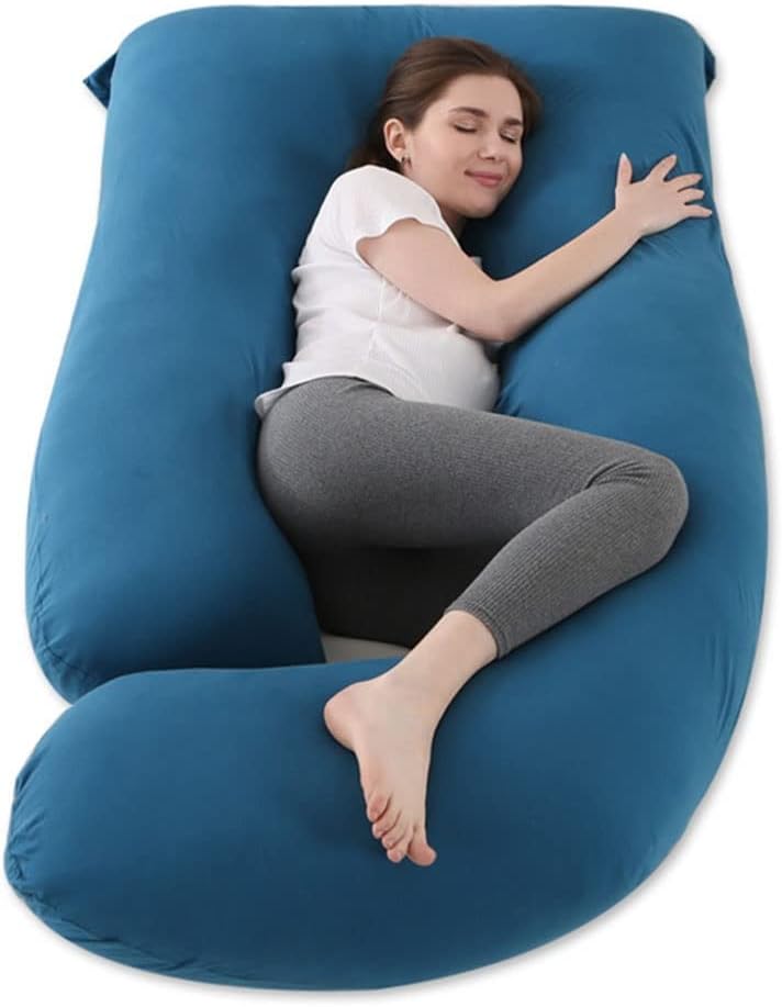 Pregnancy Pillow Knitted Maternity Pillow Nursing Pillow Nap Pillow Pregnancy Support Pillow Core Side Sleeping Pillow Lumbar Pillow, Removable and Washable (Color : Blue2, Size : 180x70cm)