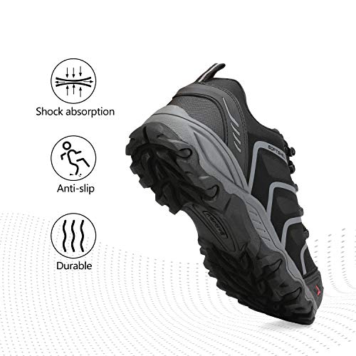 Image of NORTIV 8 Men's Black Dark Grey Low Top Waterproof Hiking Boots Outdoor Lightweight Shoes Backpacking Trekking Trails Size 9.5 M US 160448-low